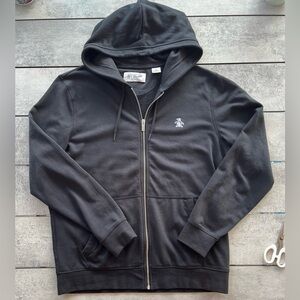Original Penguin black Fleece hoodie full zip medium /darker than pic